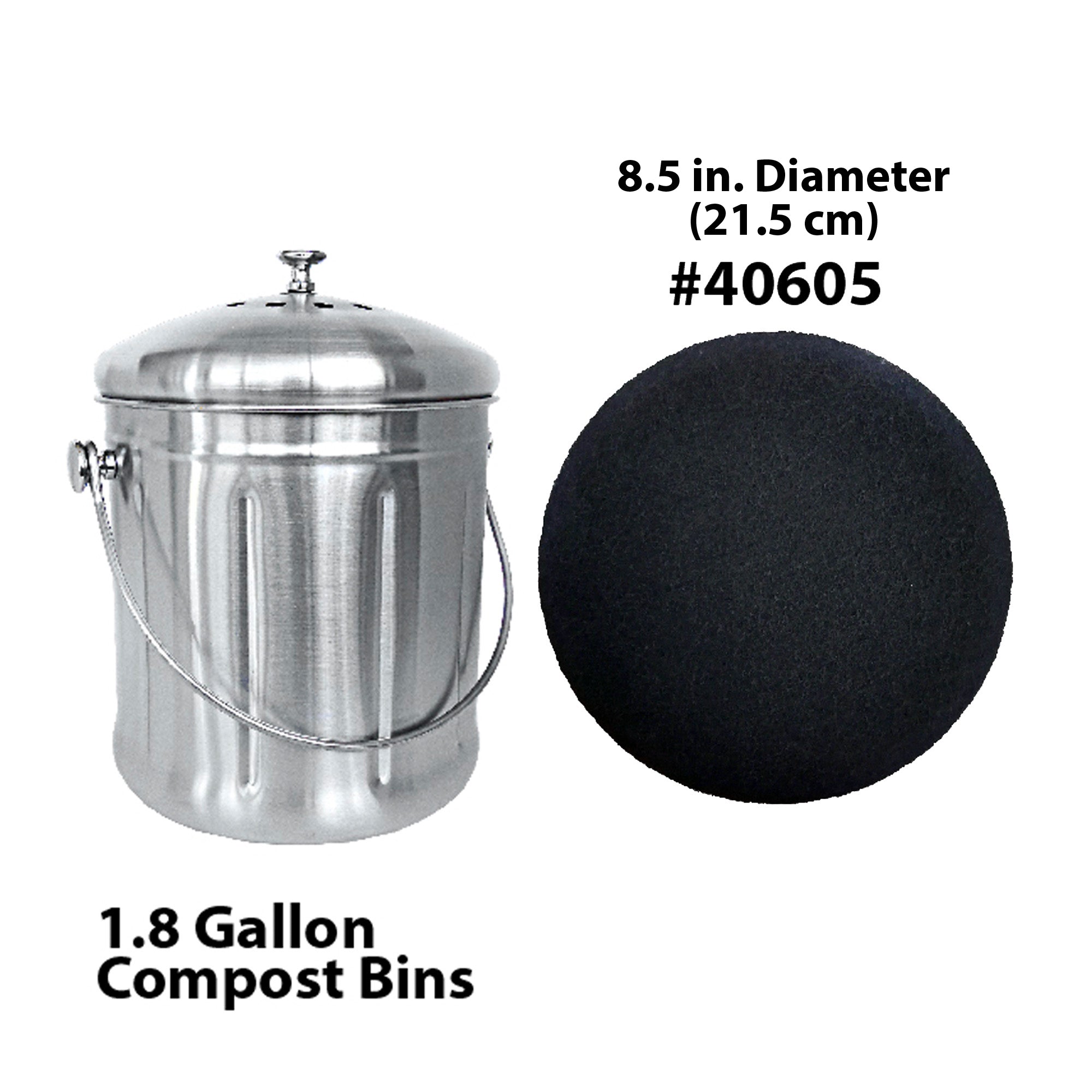 Natural Home 1.3-Gallon Stainless Steel Compost Bin, Silver